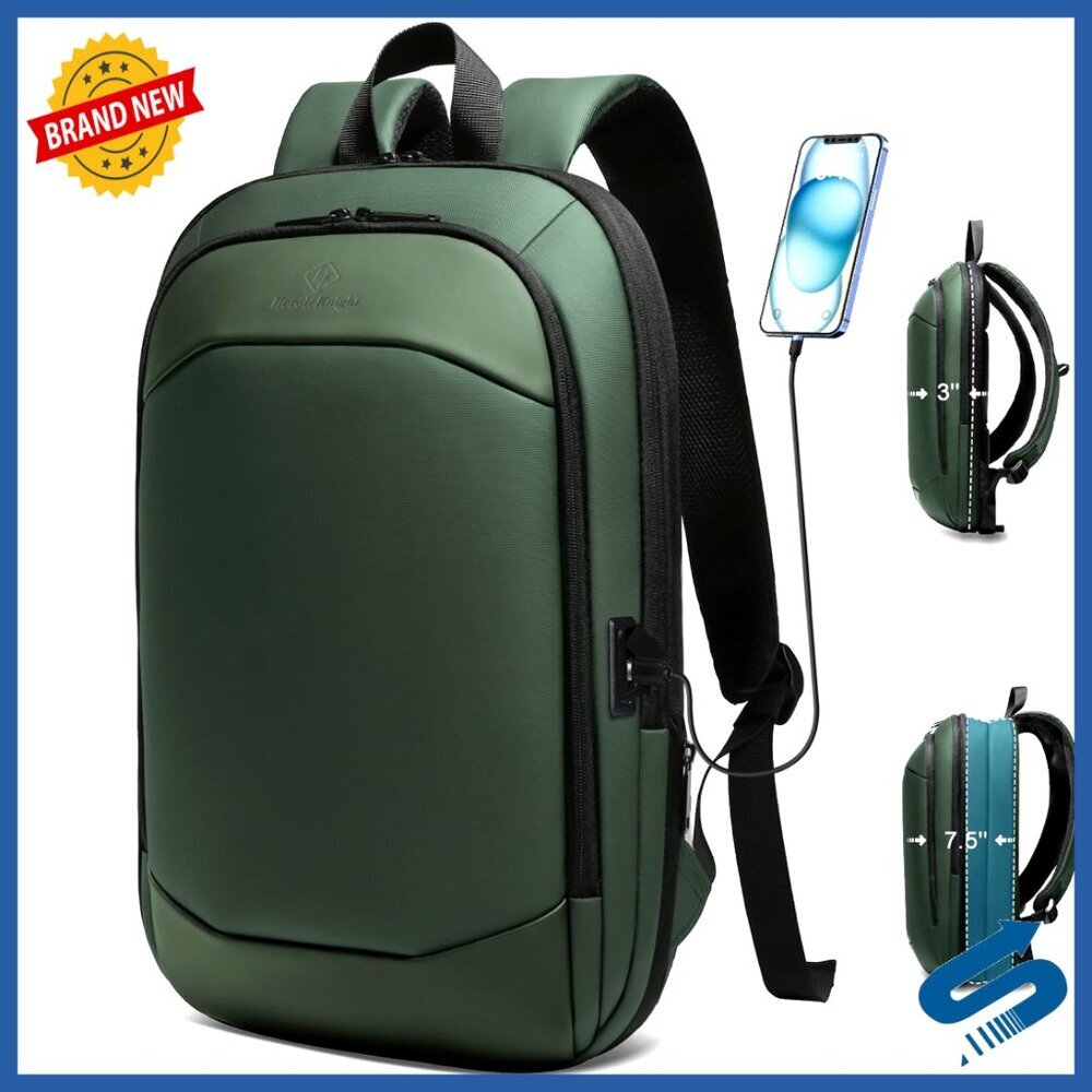 Slim Expandable Laptop Backpack Waterproof Anti-Theft USB Charger Port